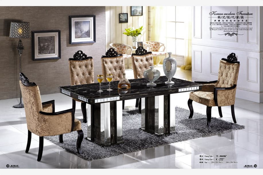 4 person rectangle marble dining table